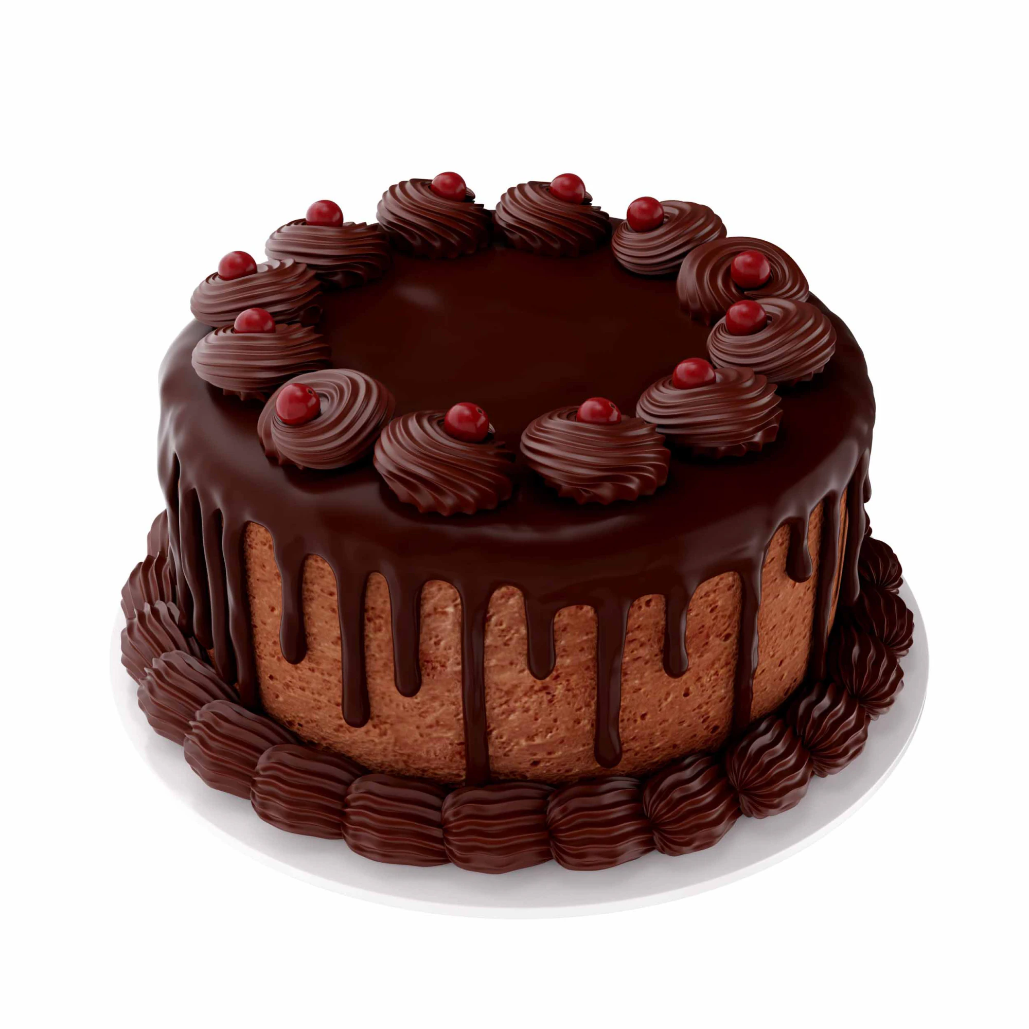 Chocolate cake 3D Model .c4d .max .obj .3ds .fbx .stl .blend 