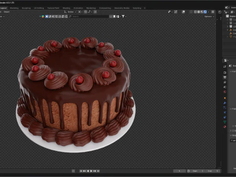 Chocolate cake 3D Model