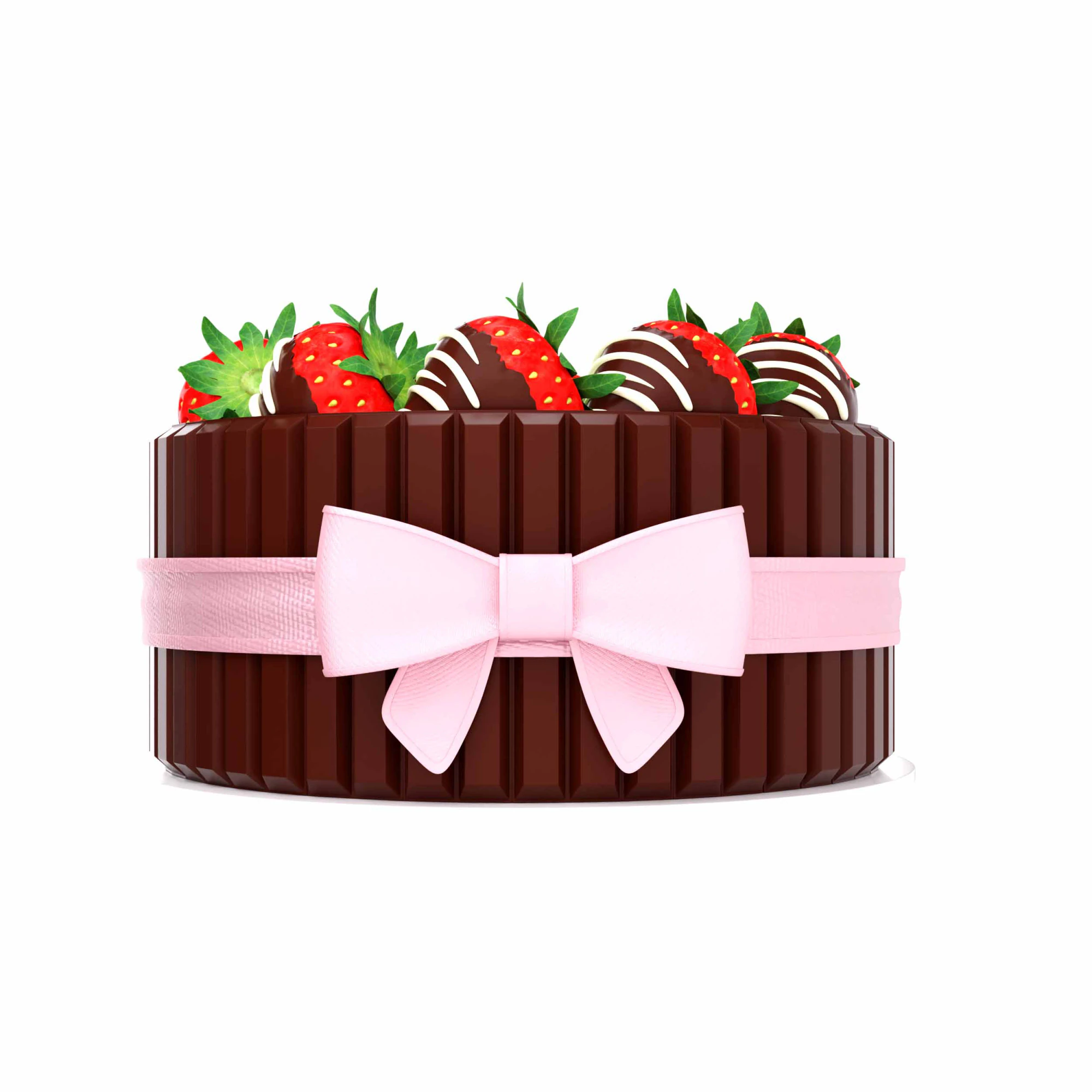 Chocolate Strawberry cake 3D Model .c4d .max .obj .3ds .fbx .stl .blend 