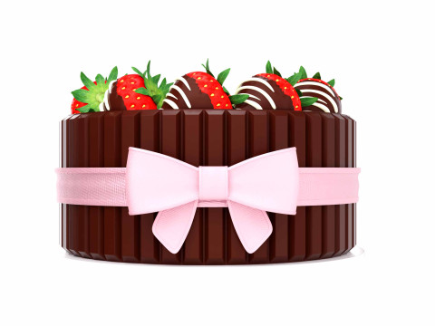 Chocolate Strawberry cake Modèle 3D