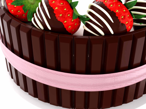 초콜릿 딸기 케이크 3D 모델