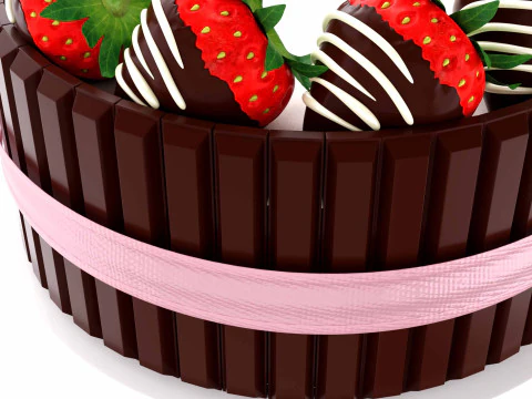 Chocolate Strawberry cake 3D Model