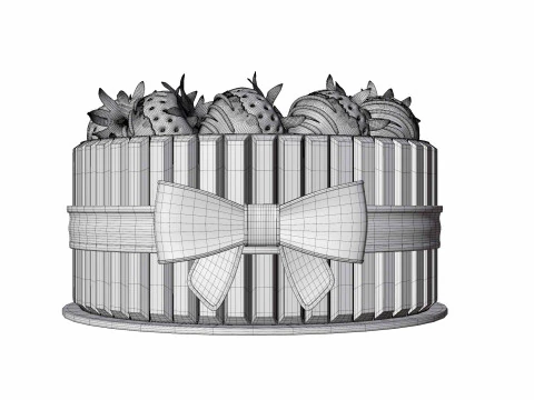 Chocolate Strawberry cake 3D Model