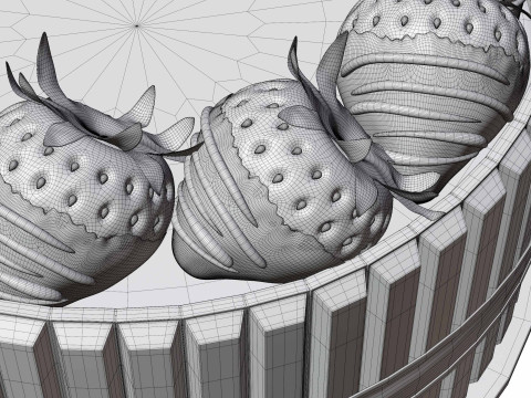 초콜릿 딸기 케이크 3D 모델