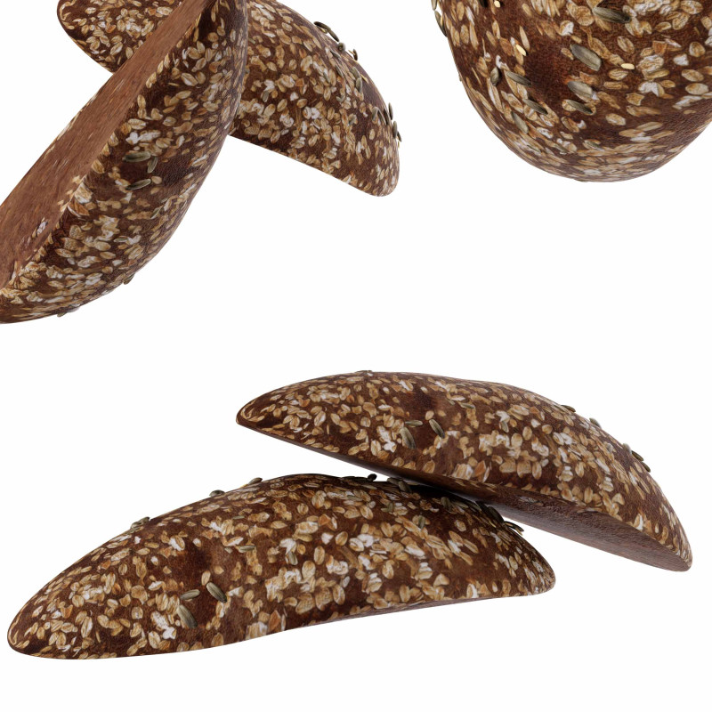 Multigrain Bread 3D Model .c4d .max .obj .3ds .fbx .stl .blend