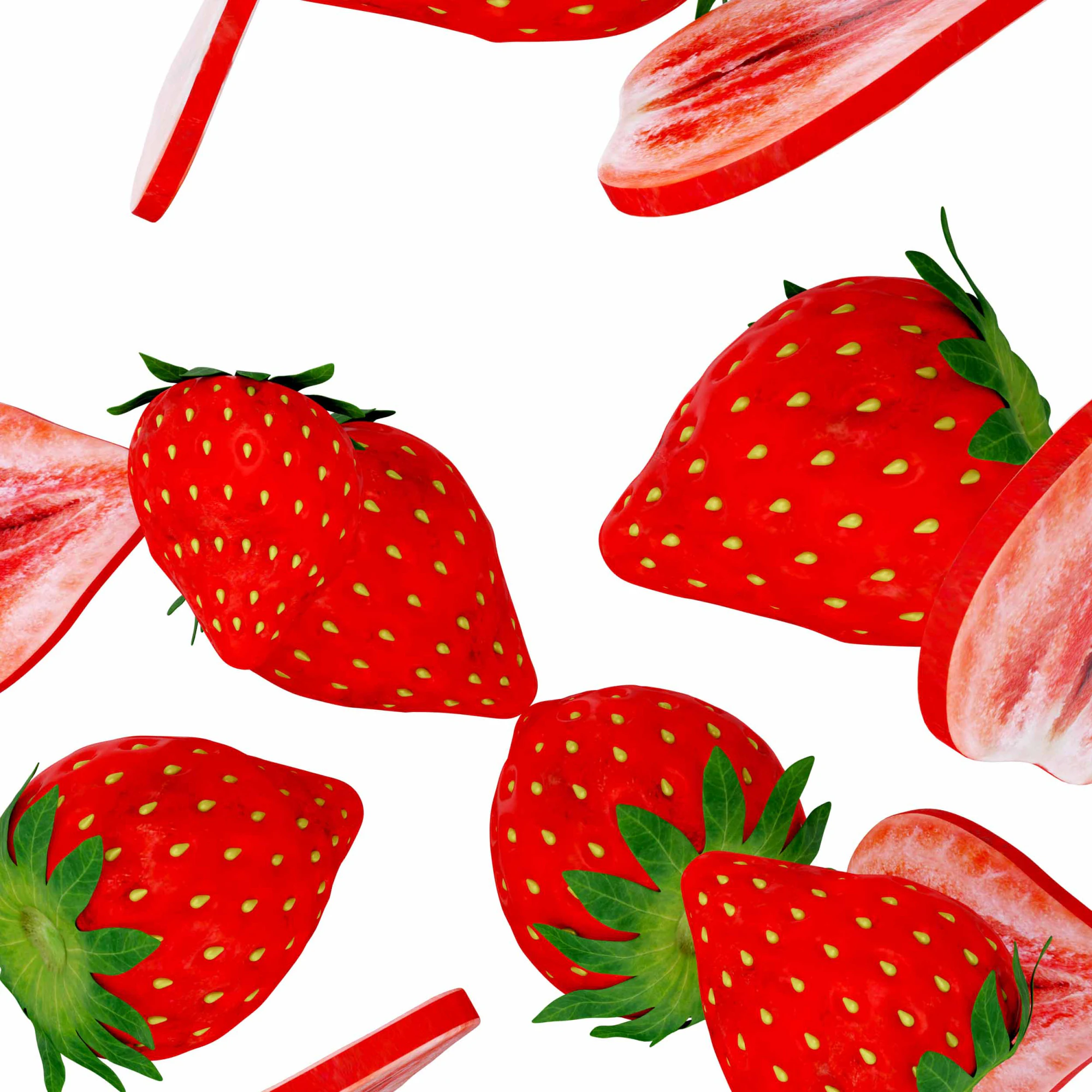 Strawberrys 3D Model .c4d .max .obj .3ds .fbx .stl .blend 