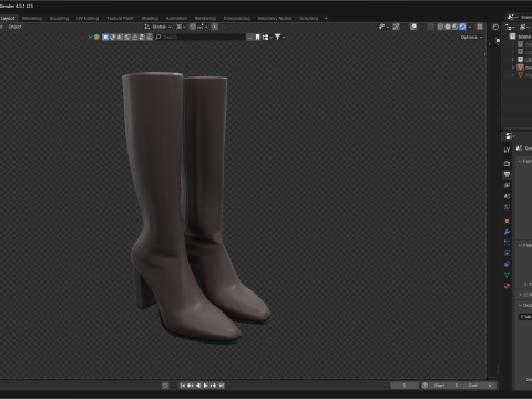 Hohe Lederstiefel 3D Modell