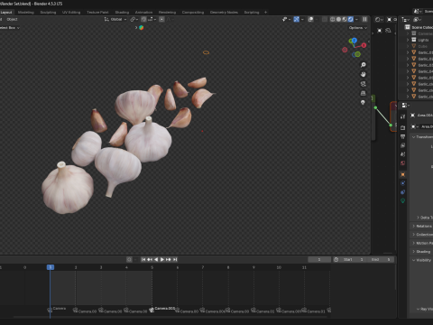 Garlic full and half both 3D Model