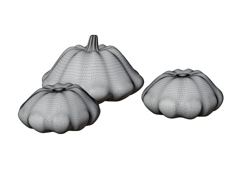 Stylized Pumpkin Set 3D Model