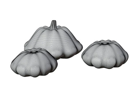 Stylized Pumpkin Set 3D Model