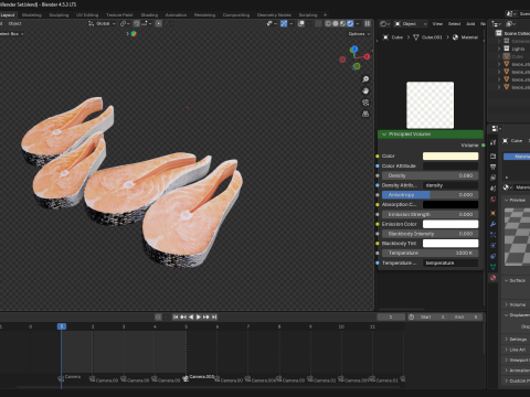 Salmon Fish pices 3Dモデル