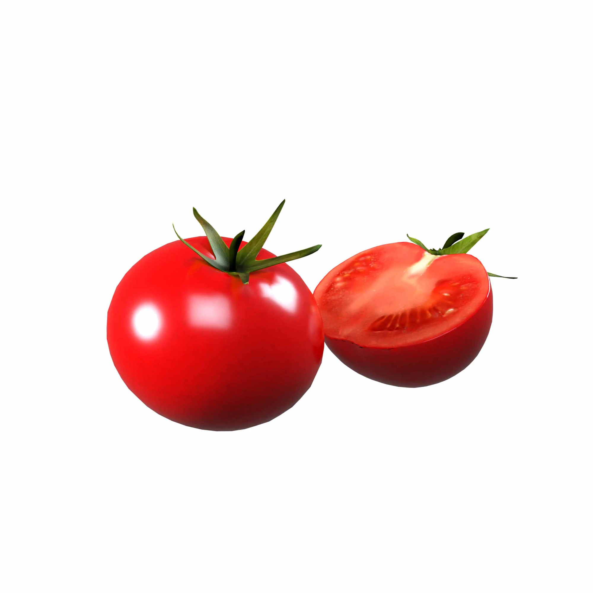 Tomato Cut and Whole 3D Model .c4d .max .obj .3ds .fbx .stl .blend 