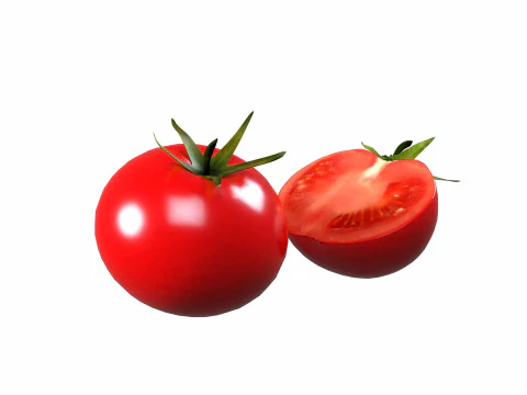 Tomato Cut and Whole 3D Model