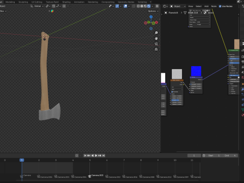 Axe with wooden handle 3D Модель