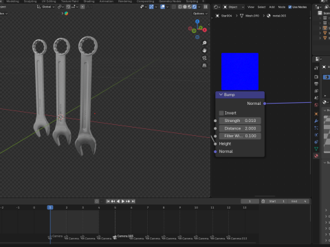 Metal Wrench set 3D Model