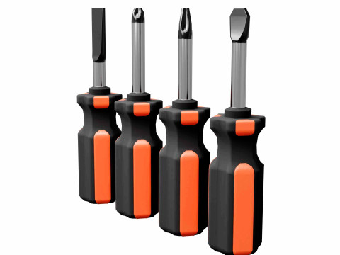 Screw Driver Tools set 3D Model