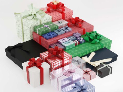 Koleksi kotak Hadiah berwarna-warni Model 3D