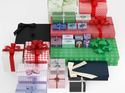 Колекція барвистих подарункових коробок 3D Модель