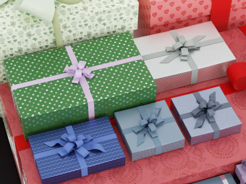 Colourful Gift box collection 3D Model
