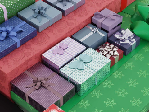 Colourful Gift box collection 3D Model