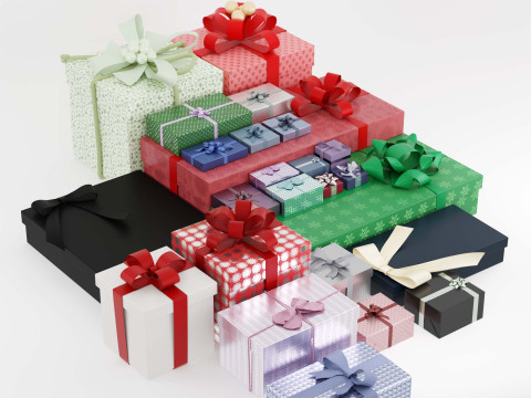 Колекція барвистих подарункових коробок 3D Модель