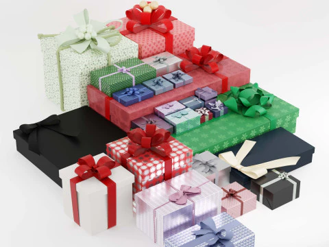 Colourful Gift box collection 3D Model