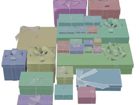 Колекція барвистих подарункових коробок 3D Модель