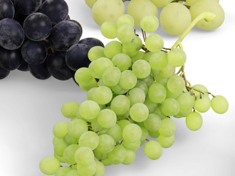 हरे और काले अंगूर 3D मॉडल