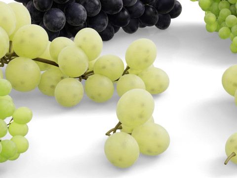 हरे और काले अंगूर 3D मॉडल