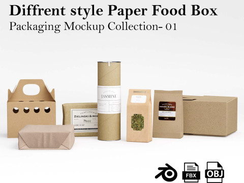 Kağıt Yiyecek Kutusu Ambalaj Maketi 3D Model
