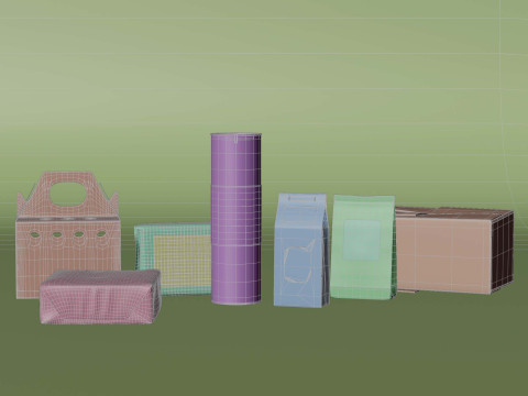 Макет упаковки паперової коробки для їжі 3D Модель