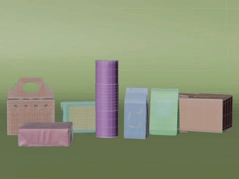 Paper Food Box Packaging Mockup 3D Model