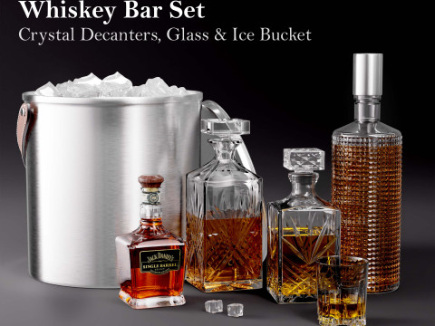 Jack Daniels Tek Namlu Buz Kovası ile Viski Sürahi Seti 3D Model