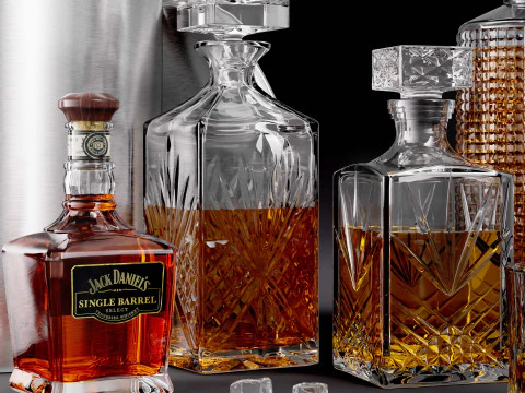 Whiskey Decanter Set with Jack Daniels Single Barrel Ice Bucket 3D Model