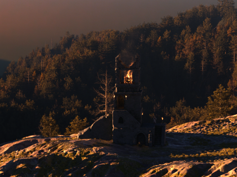 Simulazione del fuocoHoudiniScena personalizzabile Modello 3D