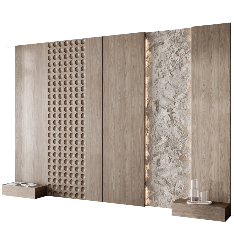 Headboard wall panel 007 3D Model .c4d .max .obj .3ds .fbx .stl .blend 