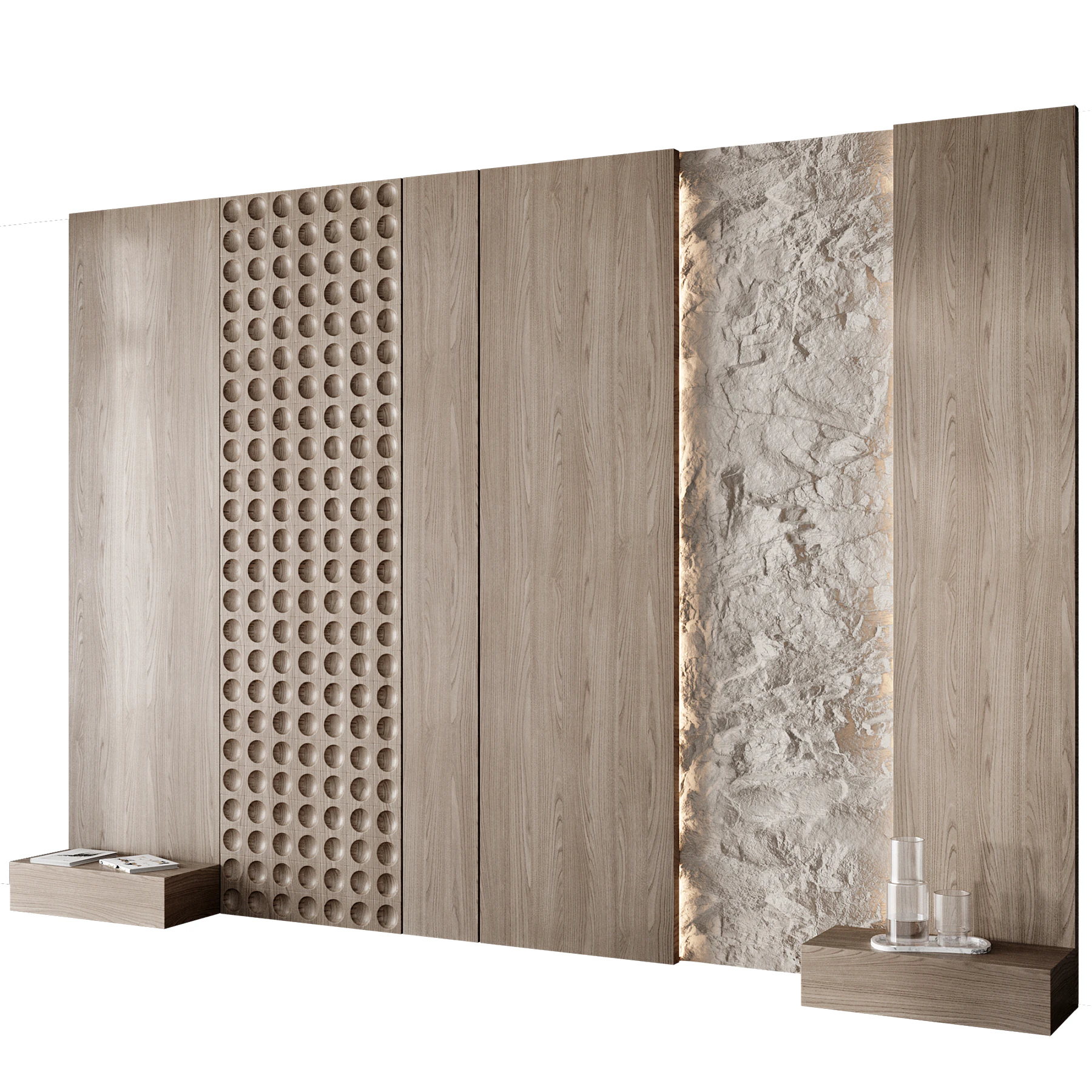 Headboard wall panel 007 3D Model .c4d .max .obj .3ds .fbx .stl .blend 