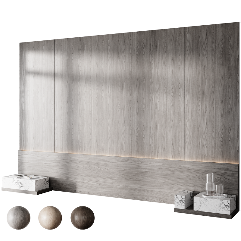 Headboard wall panel 016 3D Model .c4d .max .obj .3ds .fbx .stl .blend