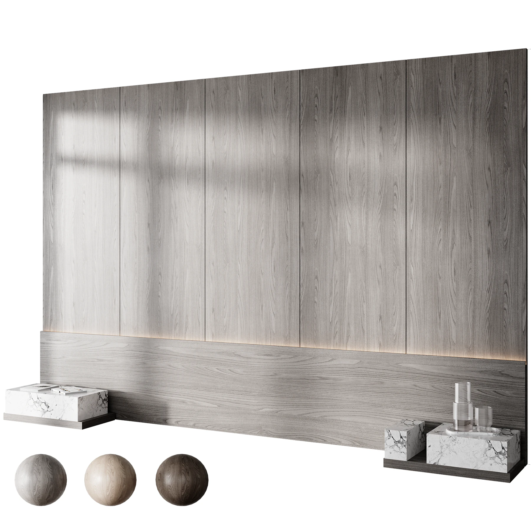 Headboard wall panel 016 3D Model .c4d .max .obj .3ds .fbx .stl .blend 