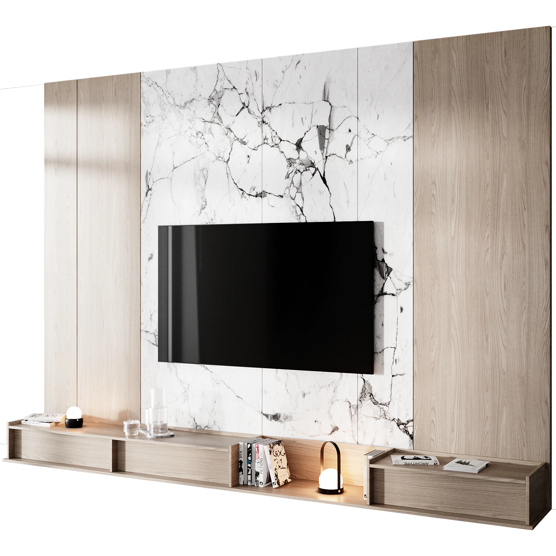 Tv wall set 07 3D Model .c4d .max .obj .3ds .fbx .stl .blend 