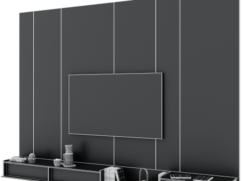 Tv wall set 07 3D 模型