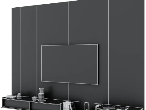 Tv wall set 07 3D Model