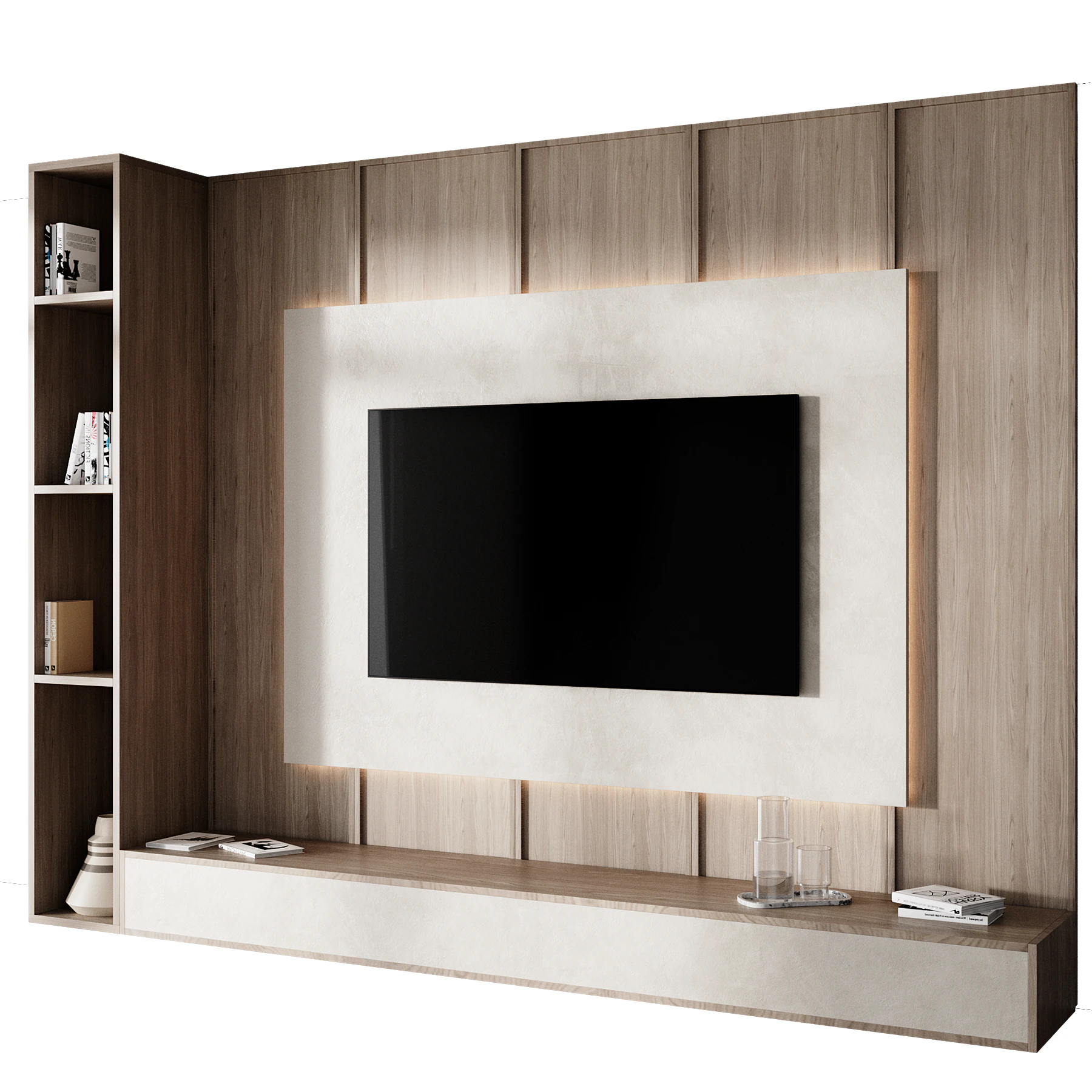Tv wall set 08 3D Model .c4d .max .obj .3ds .fbx .stl .blend