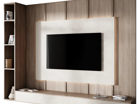 TV 벽 세트 08 3D 모델