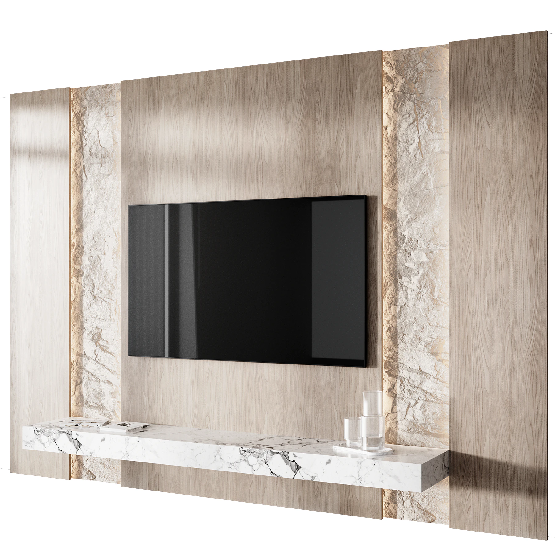 Tv wall set 12 3D Model .c4d .max .obj .3ds .fbx .stl .blend 