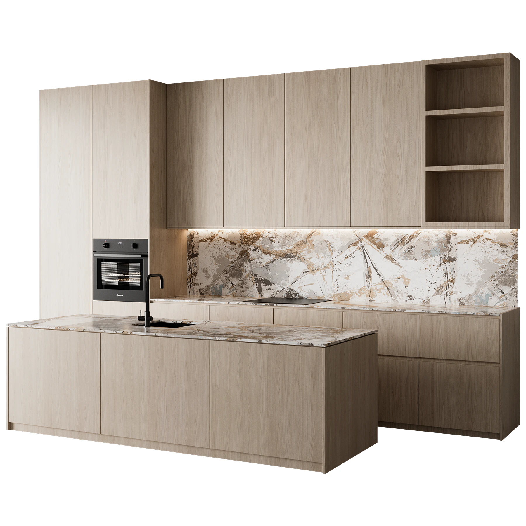 Kitchen set 56 3D Model .c4d .max .obj .3ds .fbx .stl .blend 