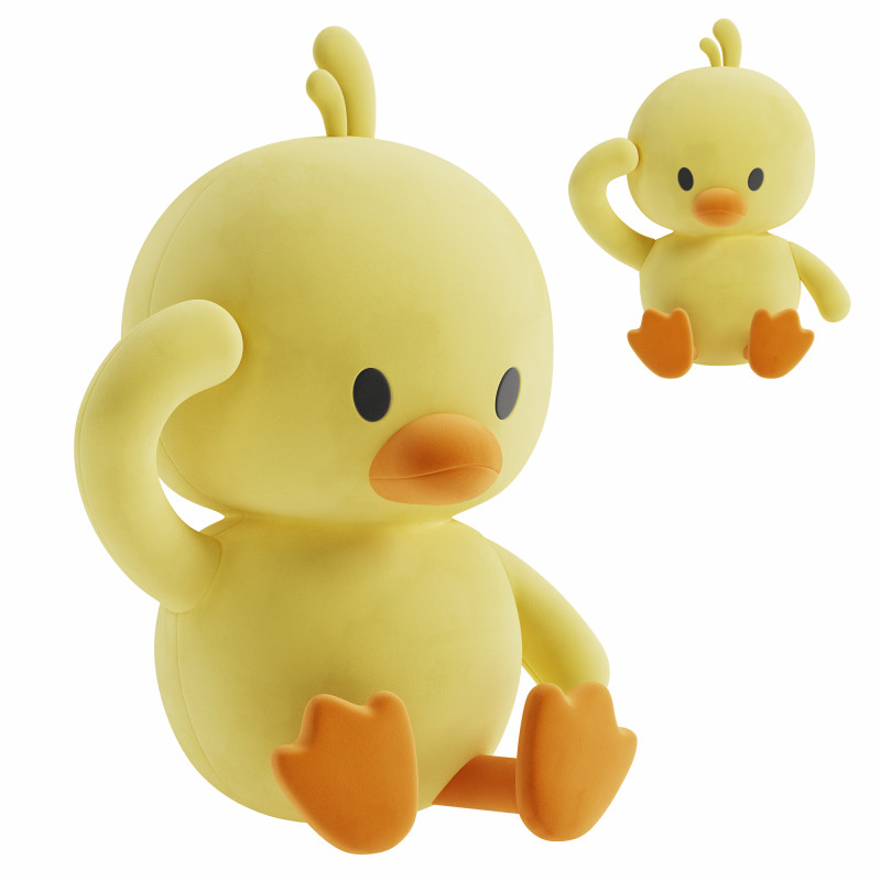 Cute Little Yellow Duck Plush Pillow Toy 3D 모델 .c4d .max .obj .3ds .fbx .stl .blend