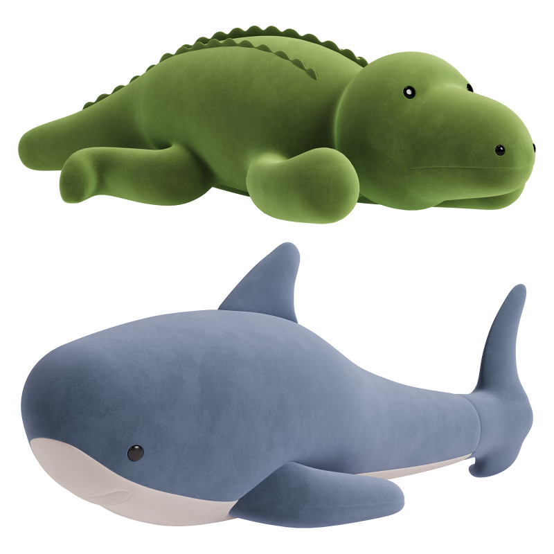 Shark and Crocodile Plush Toy Model 3D .c4d .max .obj .3ds .fbx .stl .blend