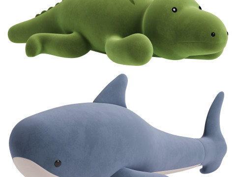 Shark and Crocodile Plush Toy 3D 모델