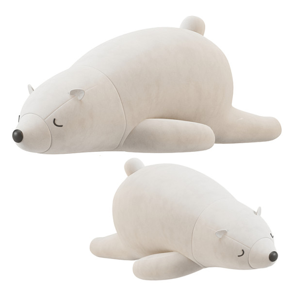 Sleeping Polar Bear Plush Toy 3D Model .c4d .max .obj .3ds .fbx .stl .blend 